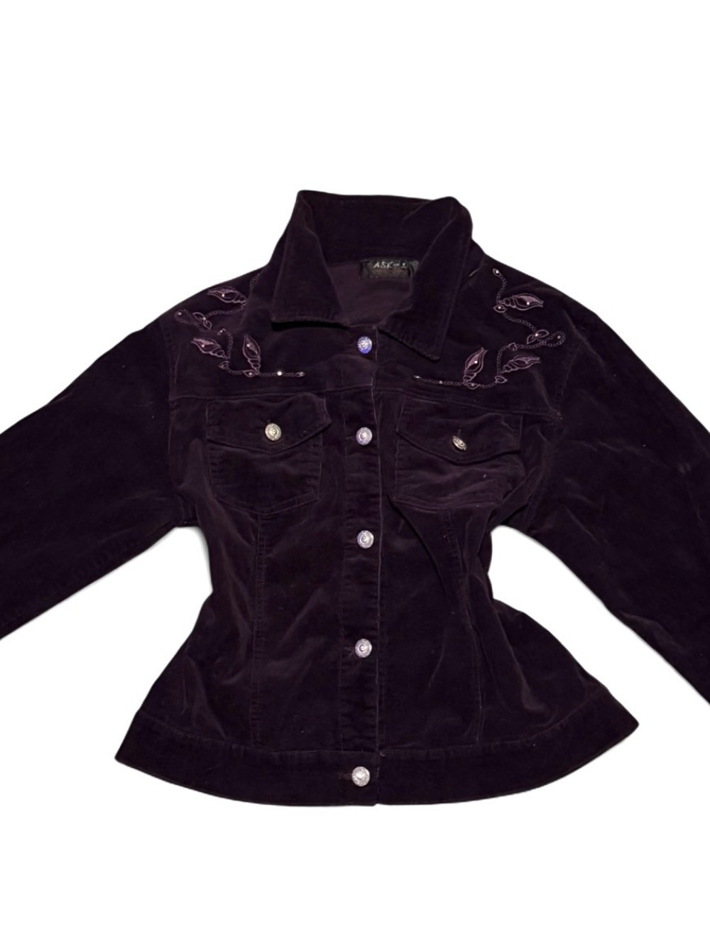 Vintage ASK-II Dark Purple Corduroy Embroidered Jacket